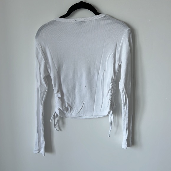 DYNAMITE Drawstring Side Longsleeve Top - White - Picture 5 of 5